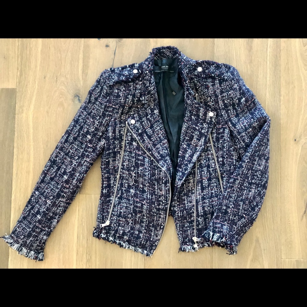 Zara tweed moto jacket xs